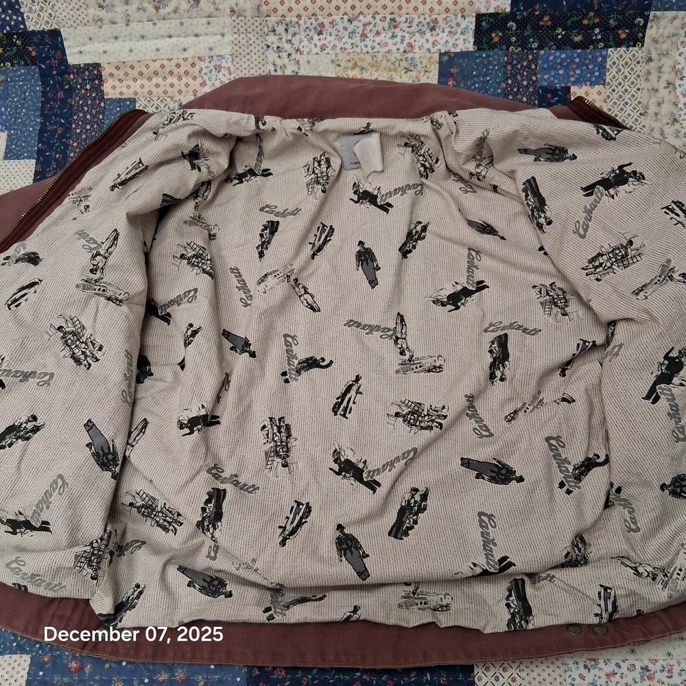 Vintage Carhartt JS1236 Redwood Detroit‎ Canvas Jacket Sheet Lined SZ Large Rare - Picture 6 of 15